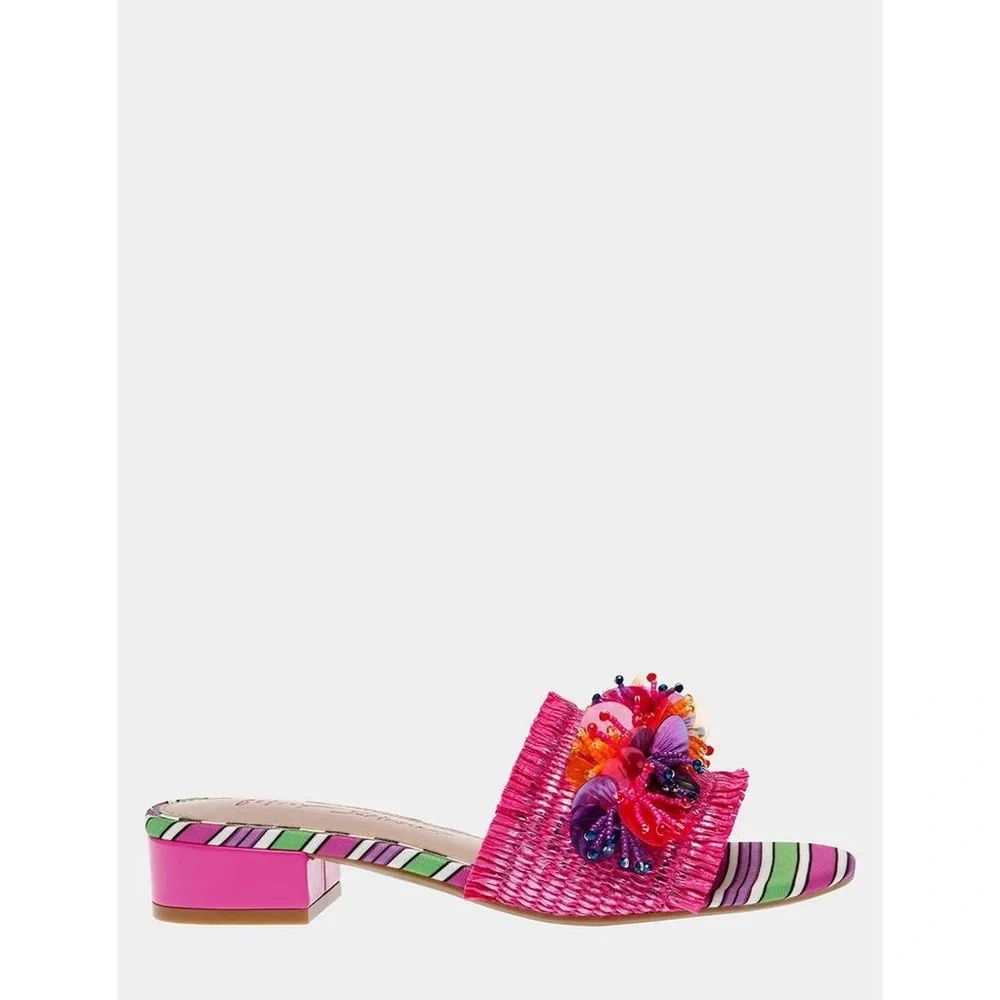 NWOT Betsey Johnson Peyten Pink Multicolor Sandal Beaded size 7.5 - Picture 2 of 3